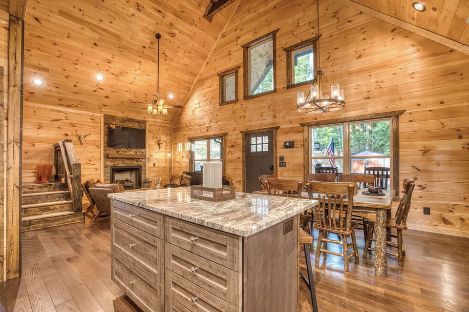 The large island is perfect for cooking and entertaining.