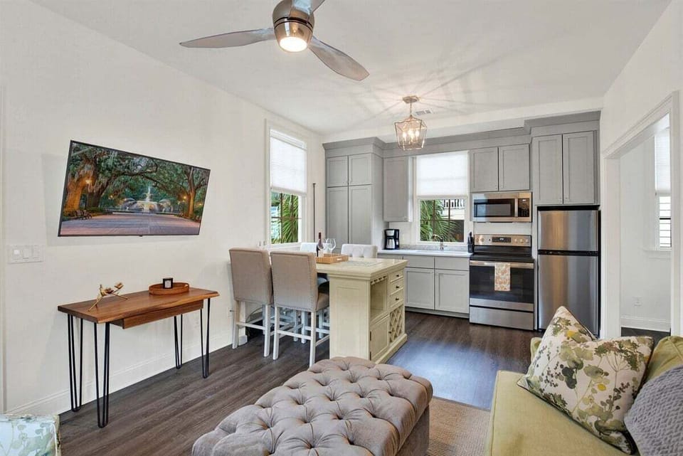 Bright, open-concept kitchen with a spacious island.