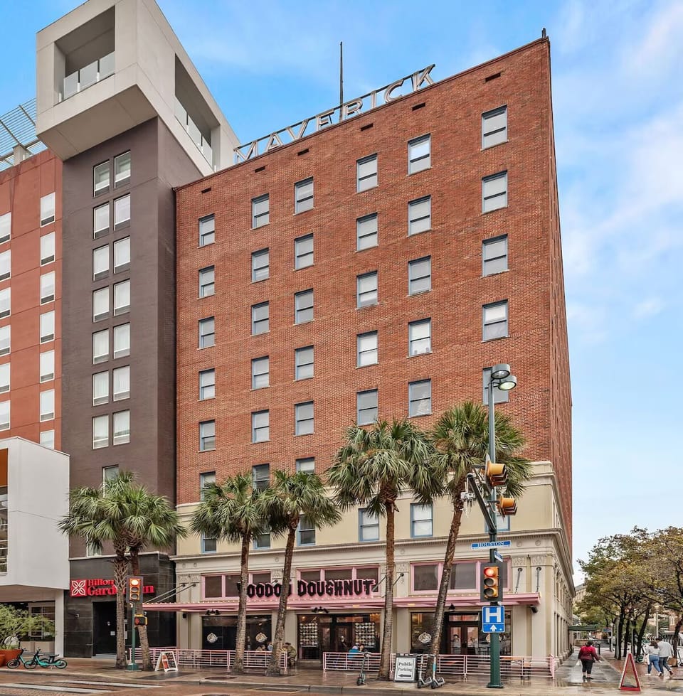 Feel the city energy from this iconic corner building facade.