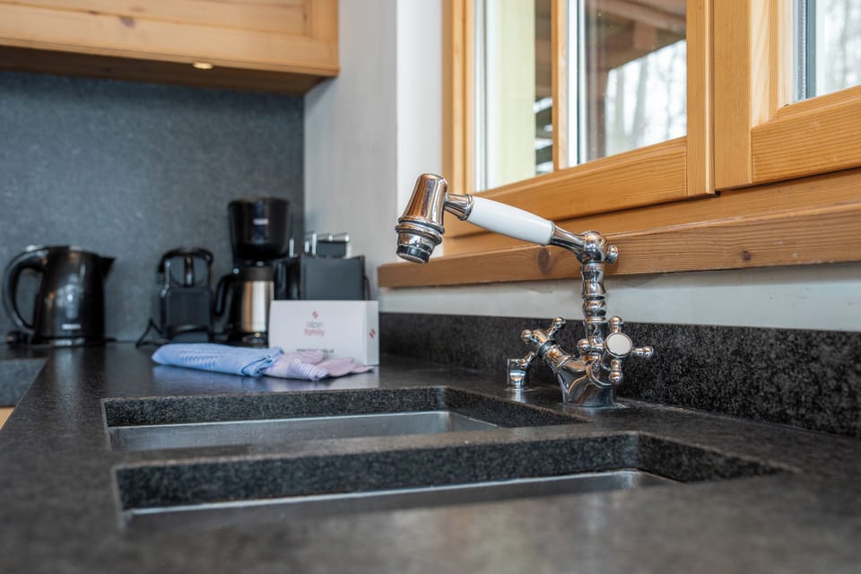 Panoramic Chalet, 4 Bedrooms, Sauna (Incl. 407 EUR cleaning fee) | Private kitchen | Full-size fridge, microwave, oven, stovetop