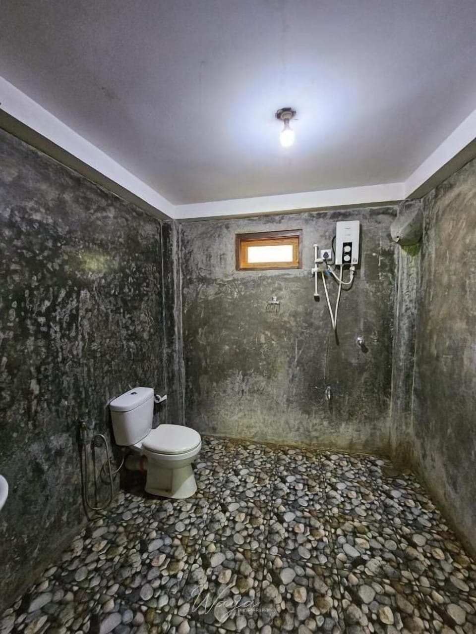 Shower, bidet, soap, toilet paper