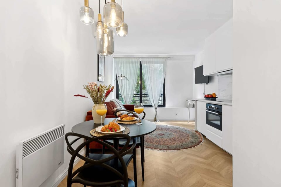 The open-plan living, kitchen and dining area