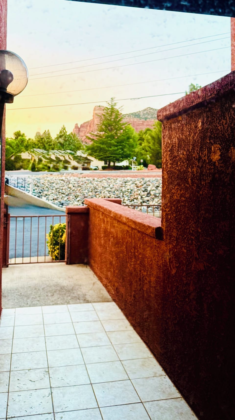 Looking out front door of condo