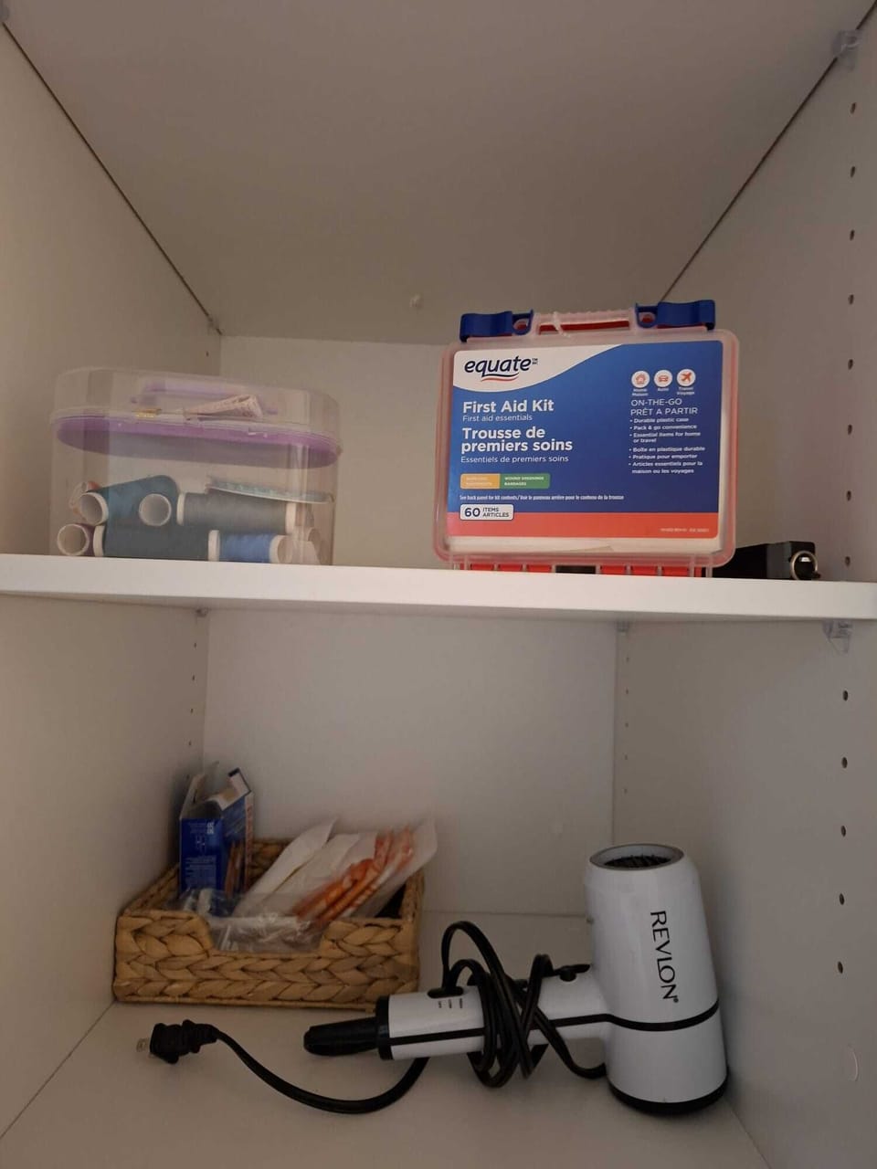 The apartment includes useful extras such as a first aid kit, hair dryer, sewing