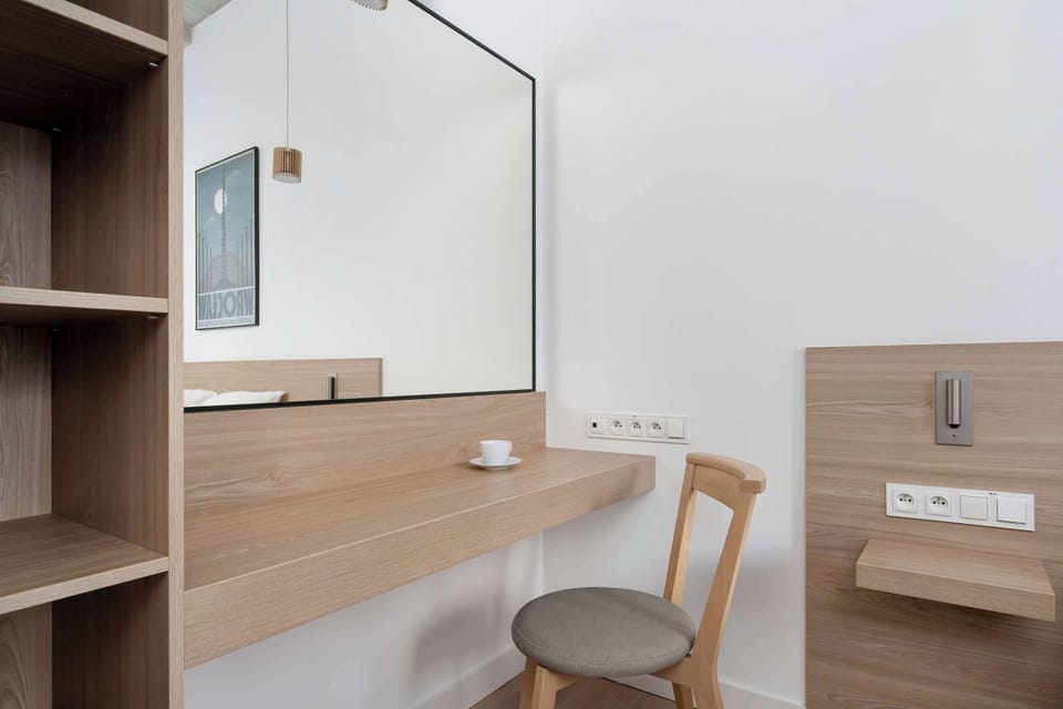 The bedroom features a luxurious double bed for a restful night's sleep.