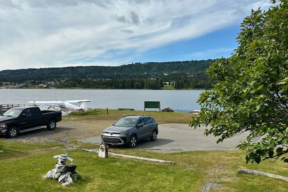 View of Beluga Lake from the patio. 