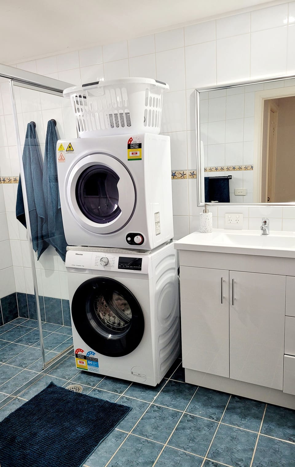 Washer and dryer in bathroom