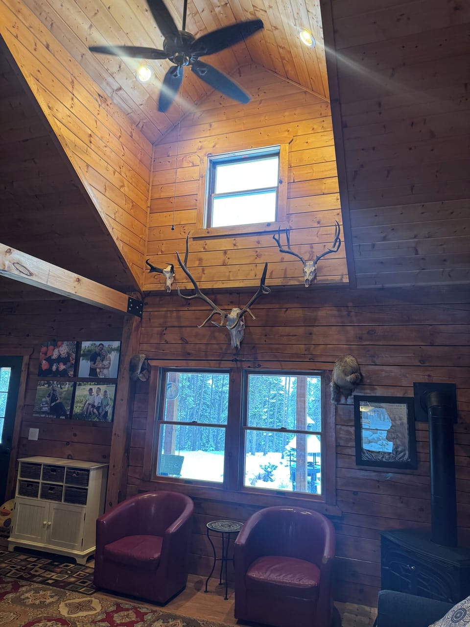 Open loft ceiling living room 1 ground level with walkout to covered porch!
