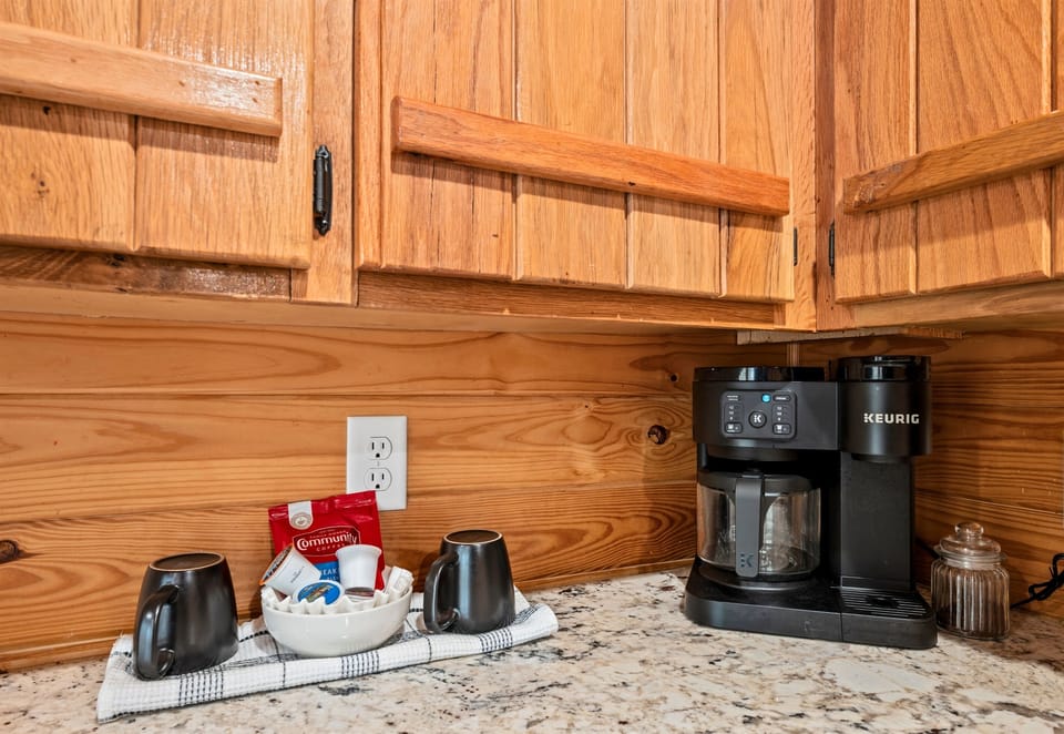 A dedicated coffee station adds a nice touch, giving you an easy way to start your morning just the way you like it.