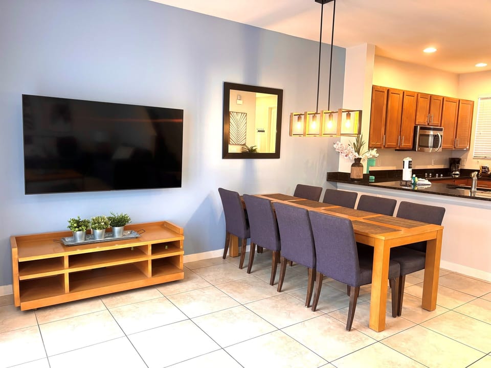 Large dining room table with room for 8