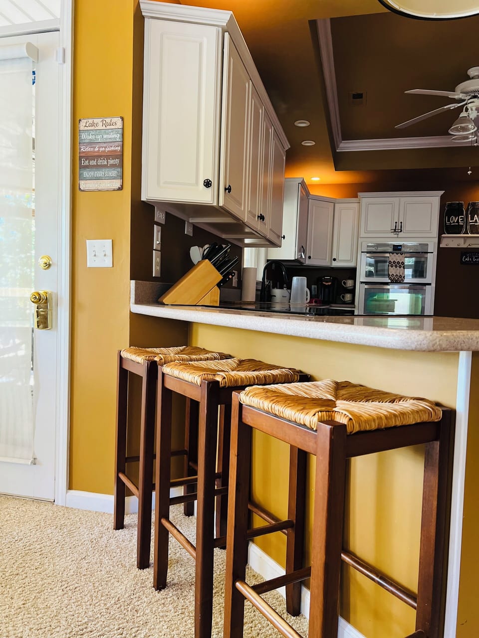 Bar seating at kitchen counter