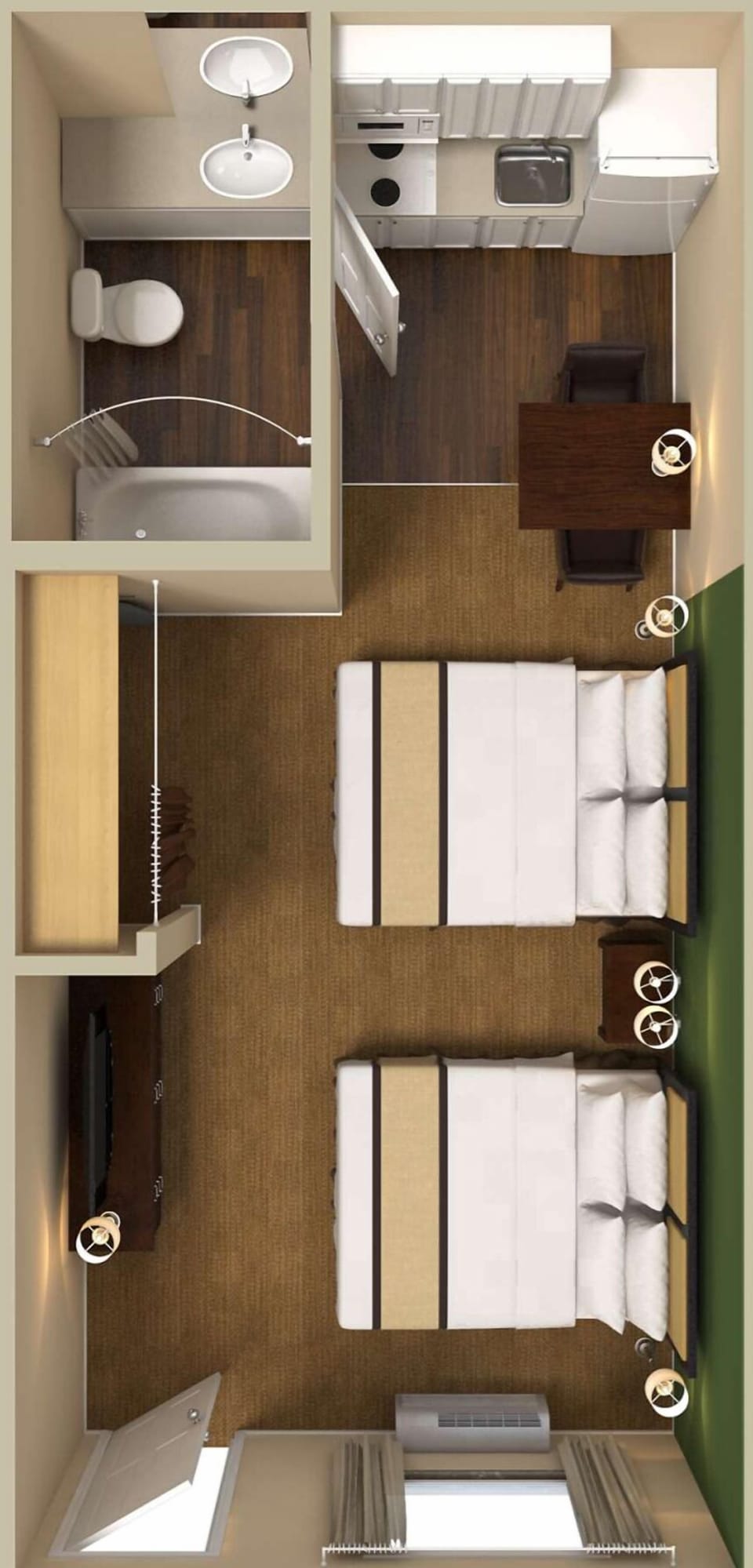 Studio, 2 Double Beds, Non Smoking | Desk, iron/ironing board, free WiFi, bed sheets