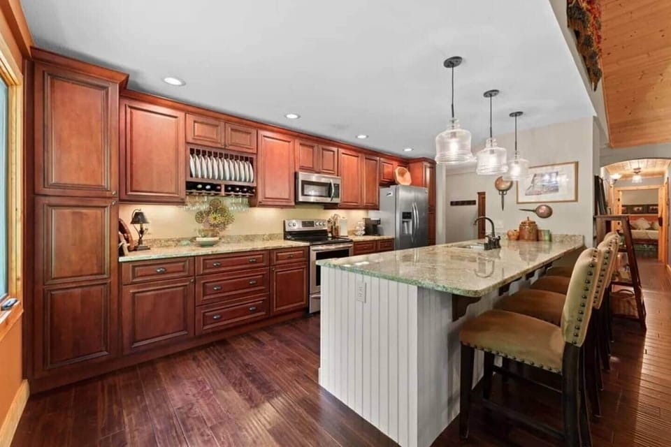 FULLY stocked kitchen with every utinsil and cooking item needed! (Except a sushi maker, we don't have one of those!)