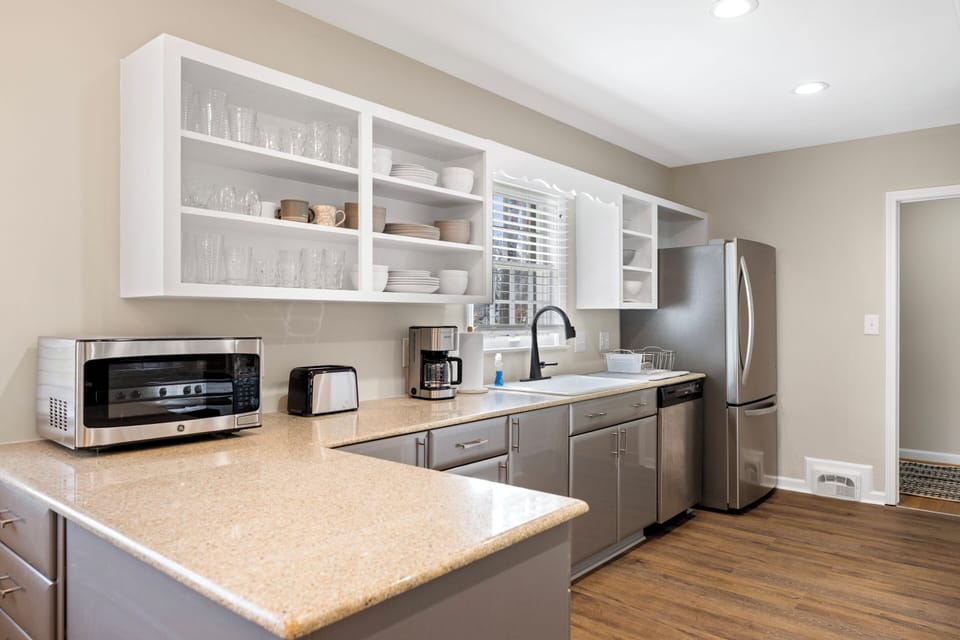 Cook dinner at home for your whole crew with our fully equipped kitchen