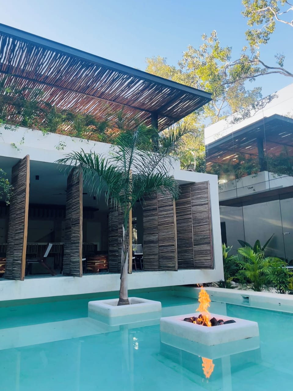 fire place in pool