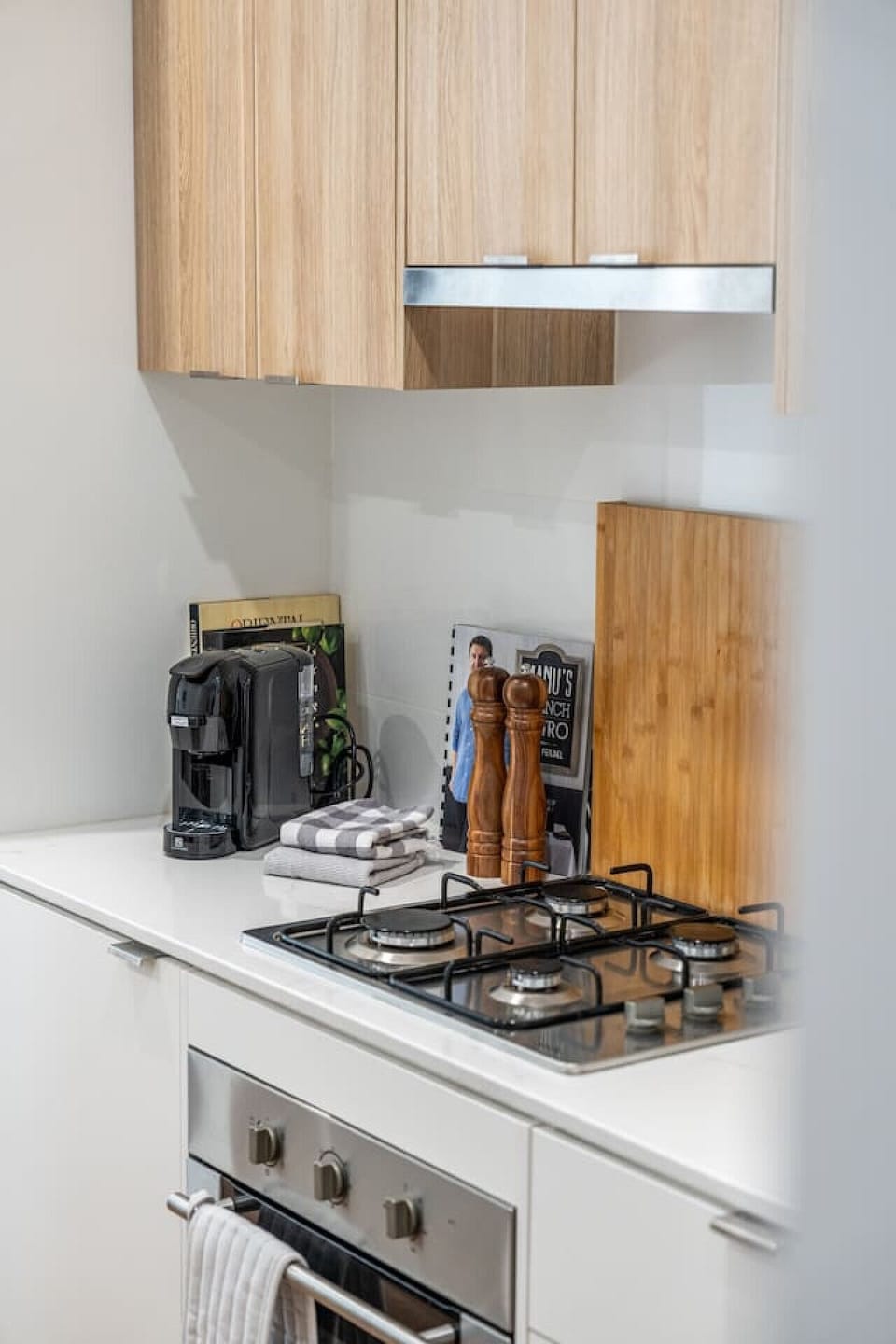 Start the morning with fresh coffee from the kitchen coffee machine before easing into the day.