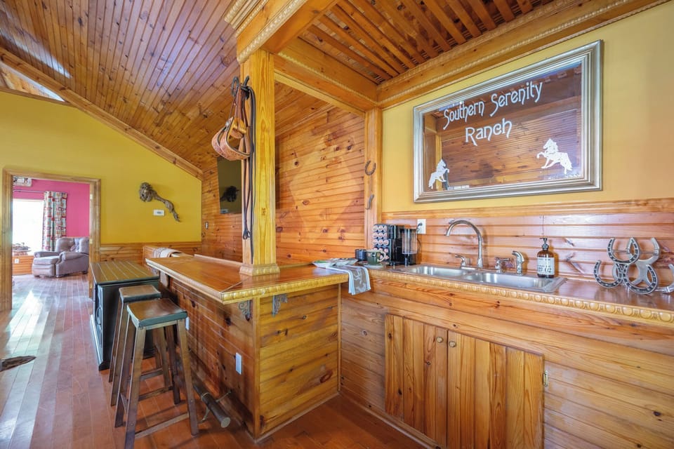 Coffee bar area with sink.