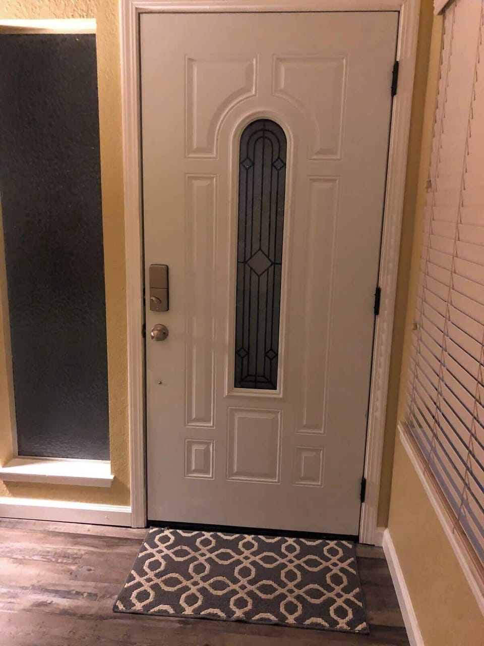 Front door in entry way
