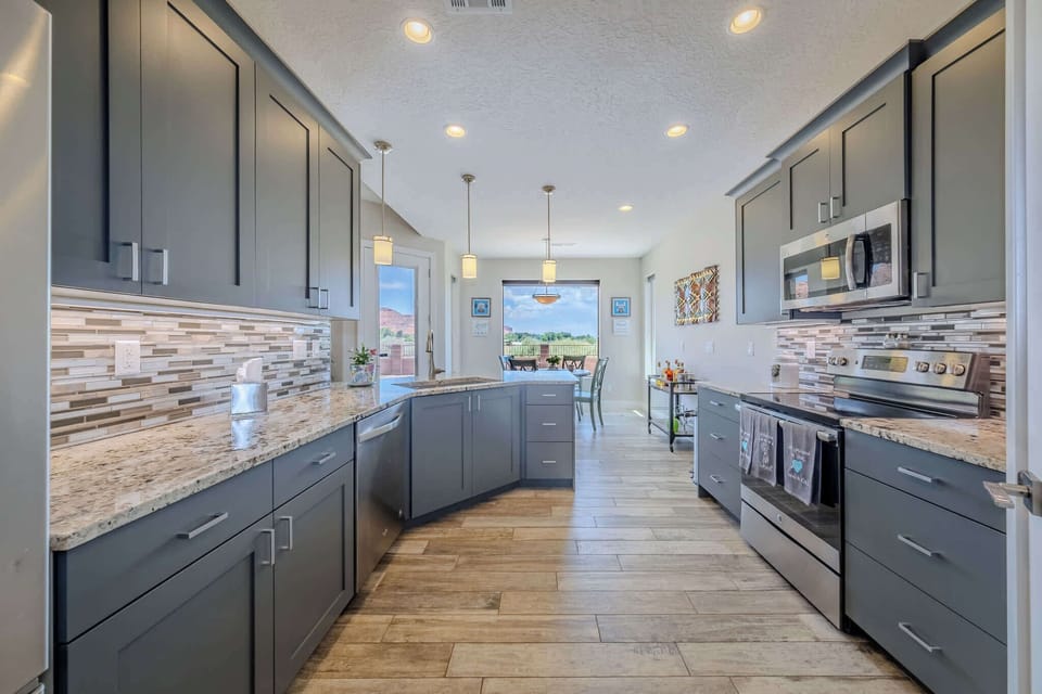 The fully appointed kitchen has everything you need to feel right at home and cook up your favorite meals after a full day of exploring Southern Utah.