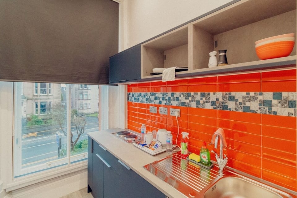 Fridge, microwave, electric kettle