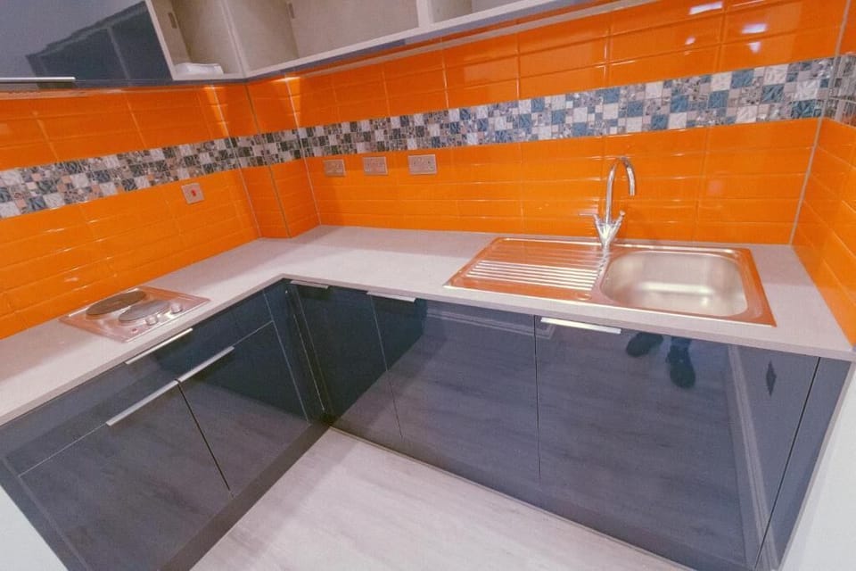 Fridge, microwave, electric kettle