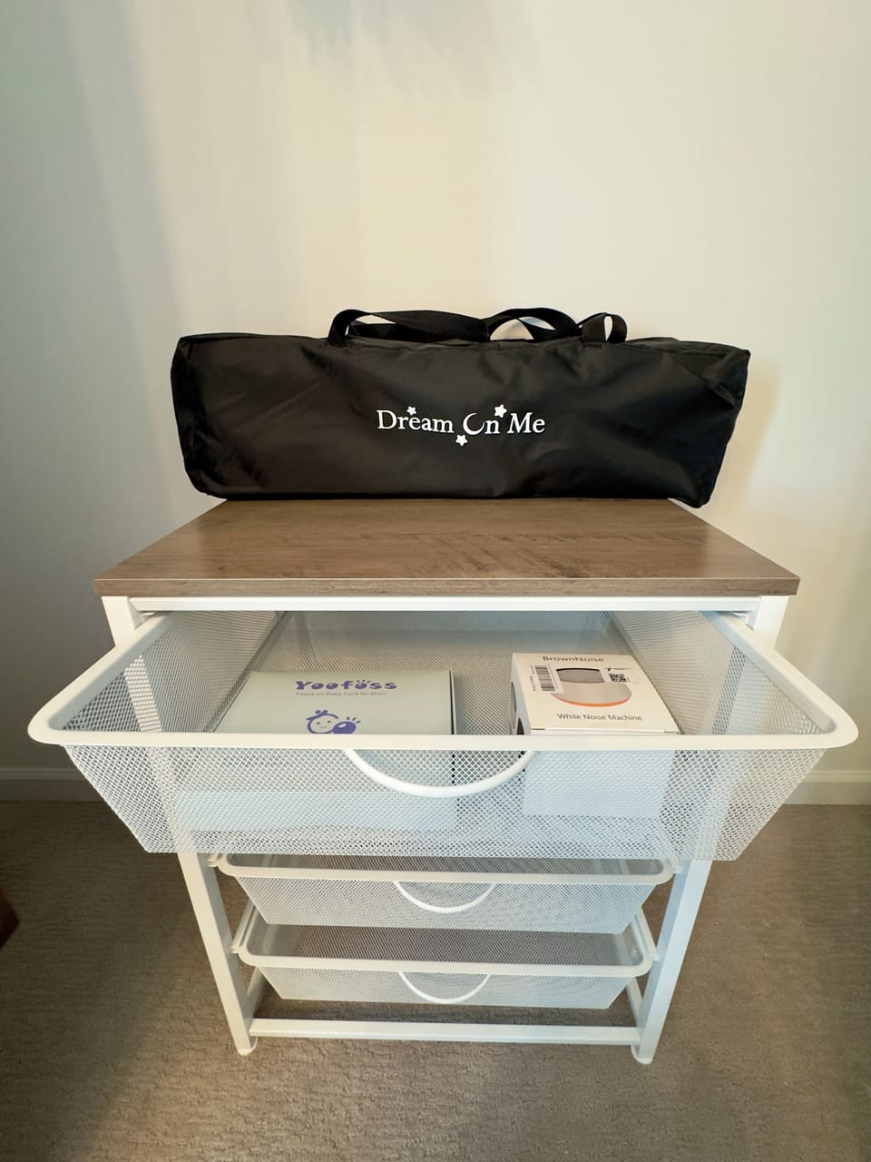A pack and play, sound machine and crib sheet is available in the primary bedroom closet. 
