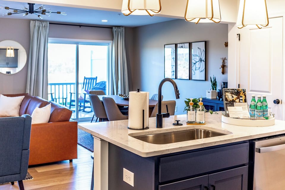 The kitchen is the heart of the home and this one has plenty of space to move and converse for even the largest of groups.