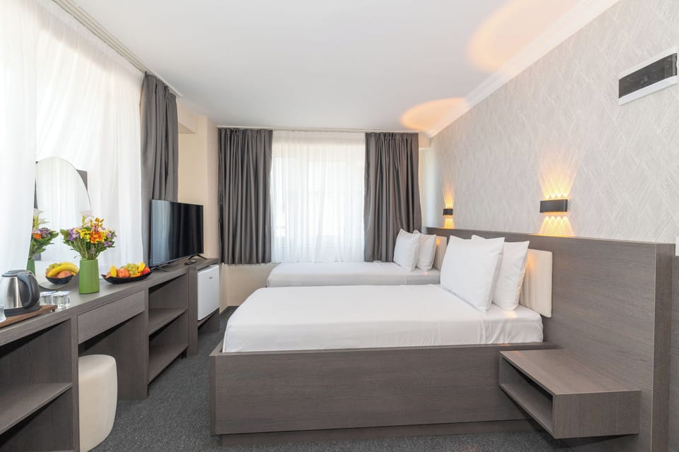 Standard Twin Room, City View | Egyptian cotton sheets, premium bedding, down comforters, minibar