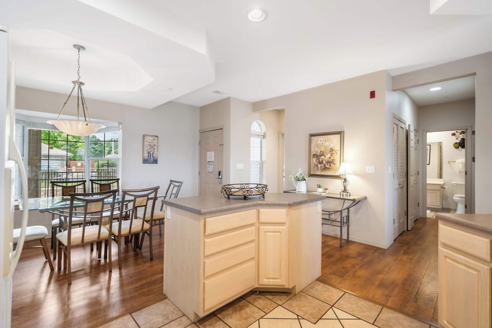 The open, airy kitchen offers ample space & every home comfort​