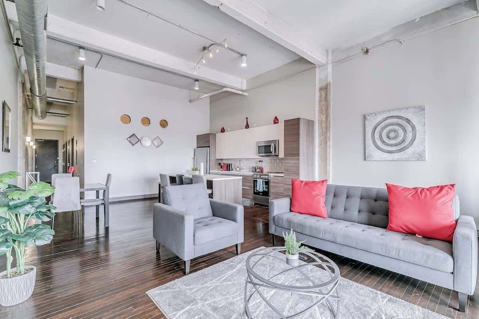 Living Room: Bright and stylish space with chic decor, perfect for unwinding in Dallas!