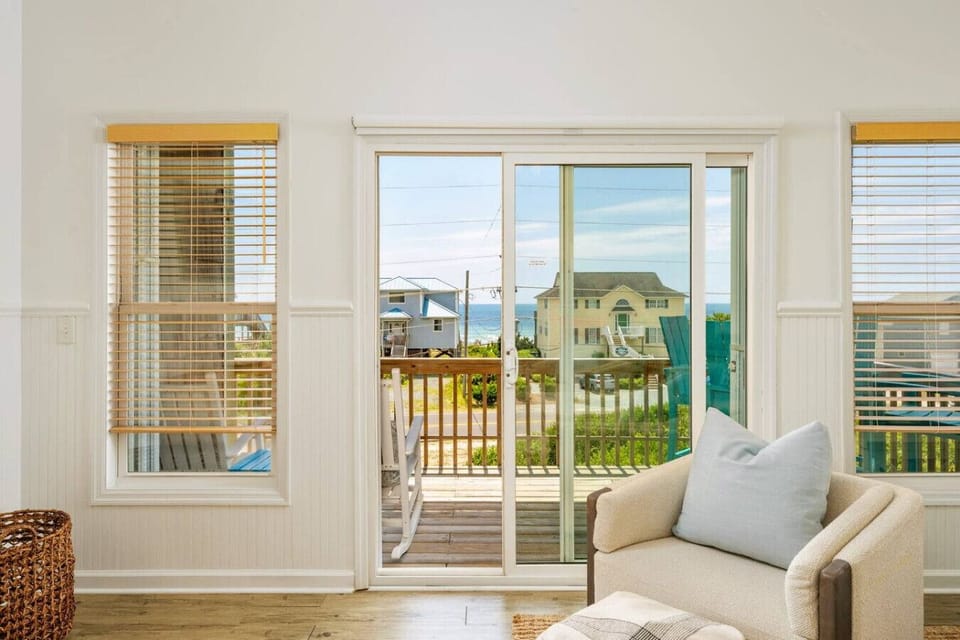Bright Topsail Beach window views with coastal charm and natural light.