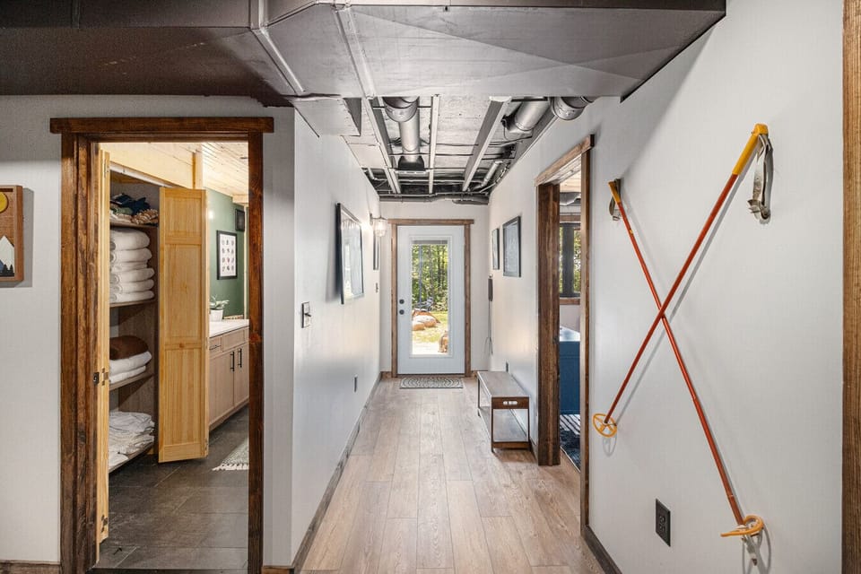 Rec room hall to back yard