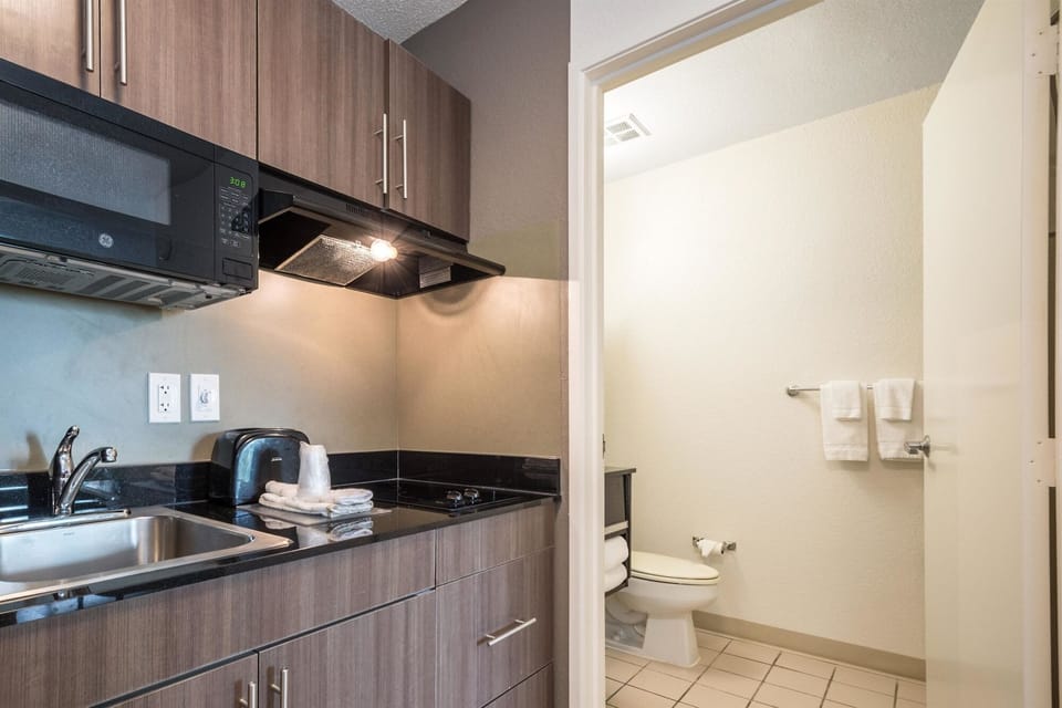 Fridge, microwave, coffee/tea maker