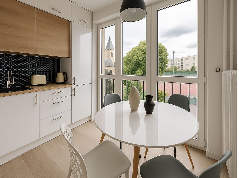 Apartment | Private kitchen | Fridge, microwave, oven, stovetop