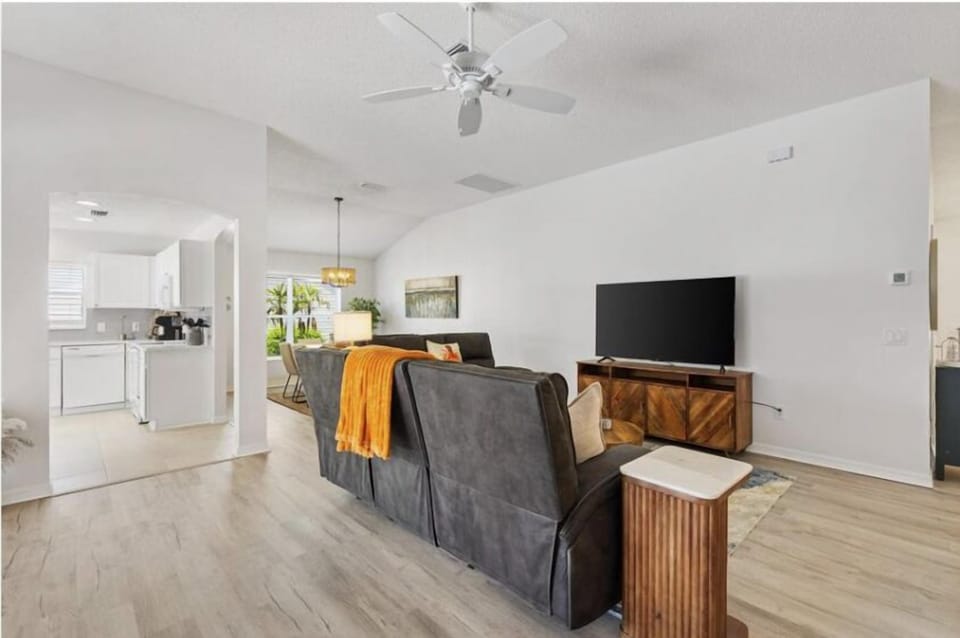 Living room with large TV