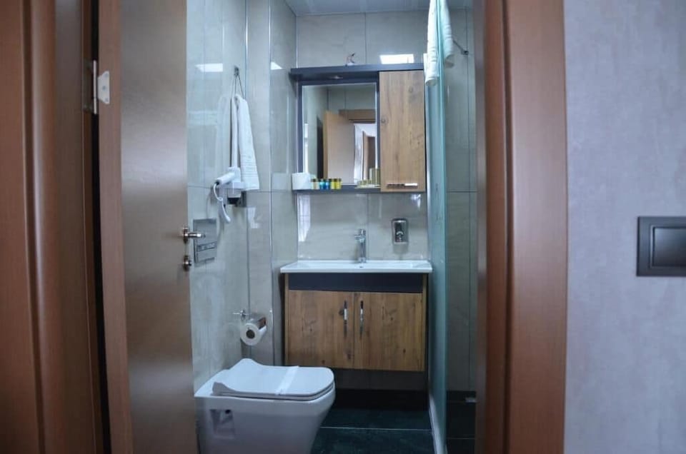 Shower, free toiletries, hair dryer, slippers