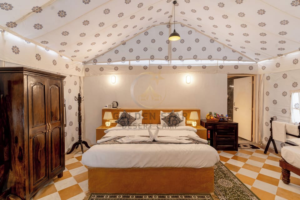 Premium Tent, 1 Bedroom, Pool View | Premium bedding, down comforters, memory foam beds, laptop workspace