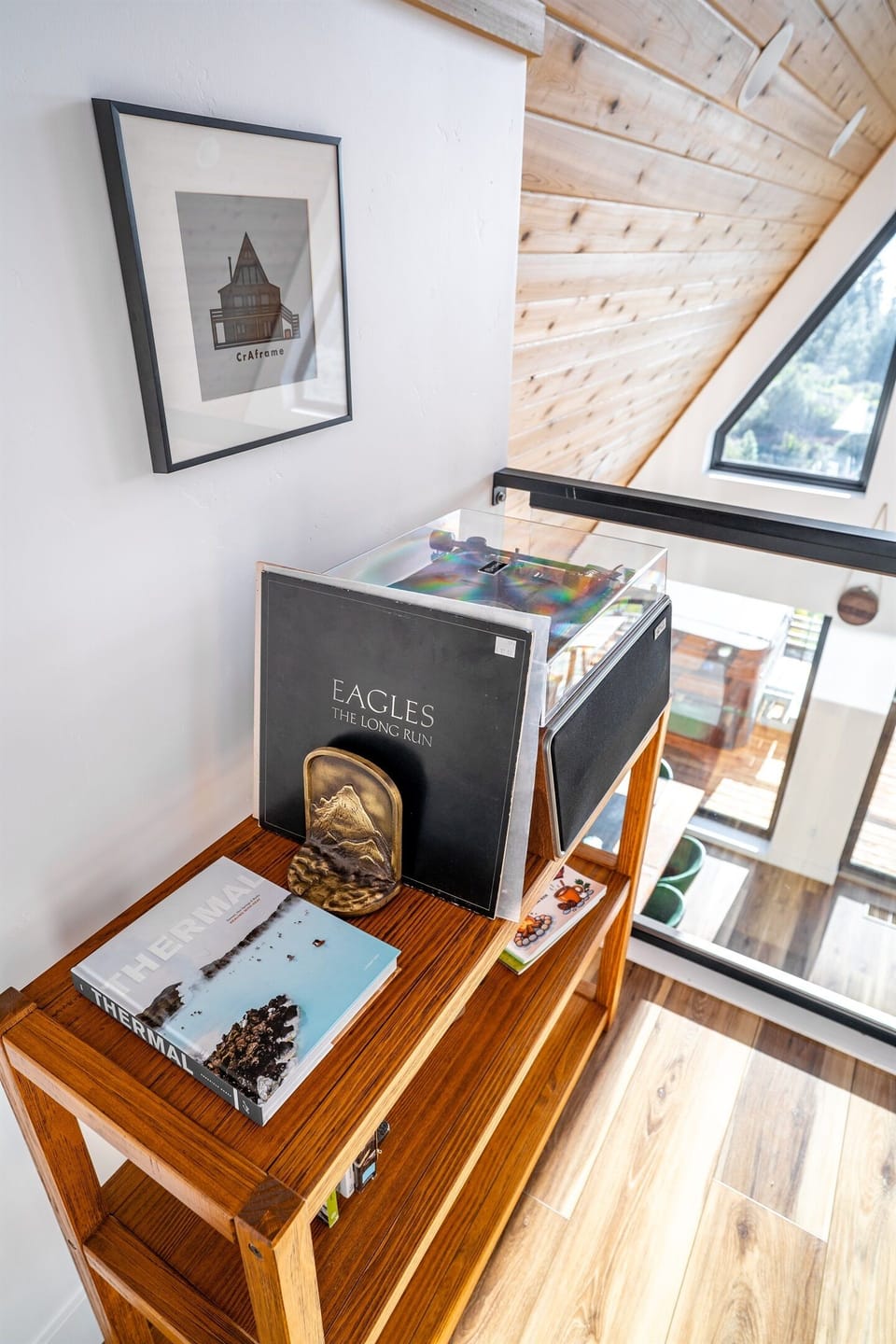 Record Player on Book Shelf
