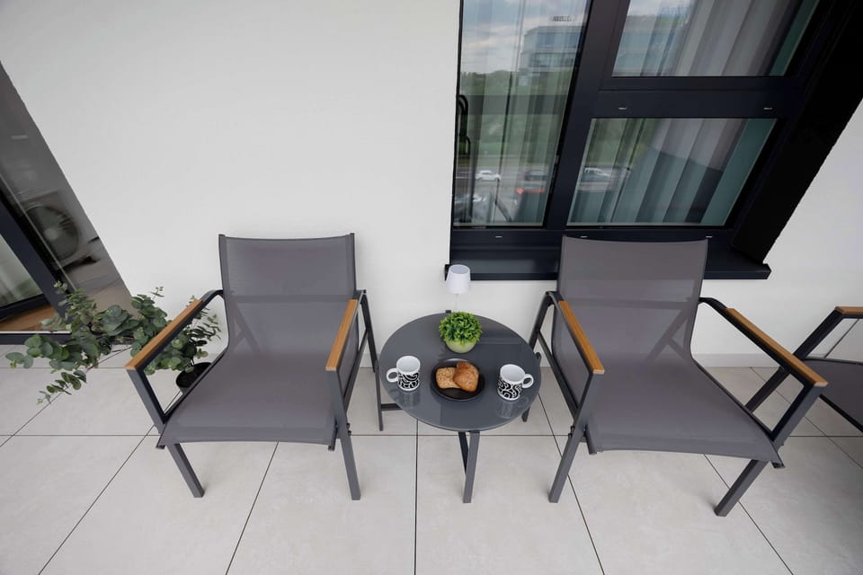 The balcony is a charming extension of the living space.