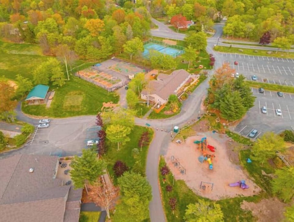 A nearby playground offers a fun outdoor space for kids to play and enjoy.