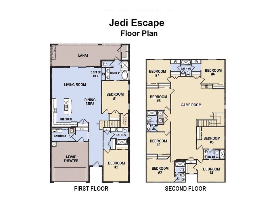 Floor Plan (The above and following bedrooms & bathrooms are labeled per this plan)