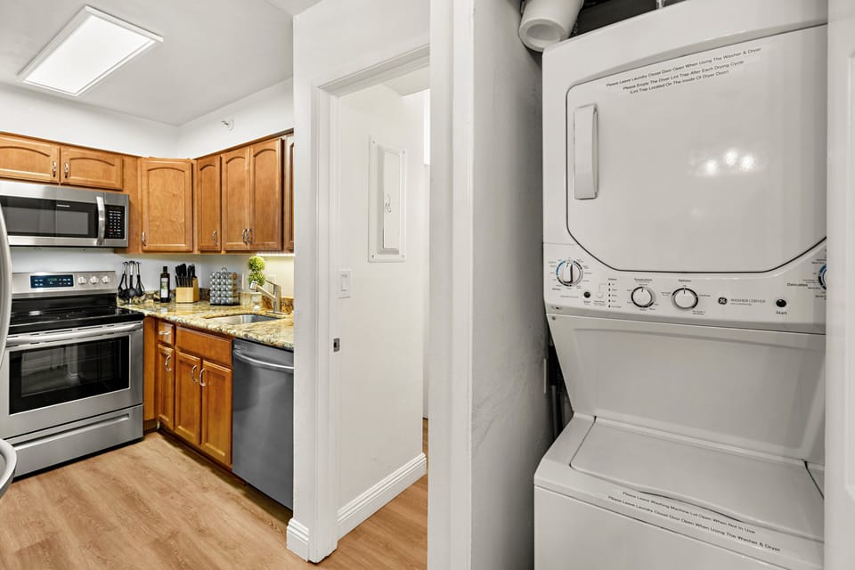 Enjoy the convenience of a private washer and dryer—perfect for extended stays.