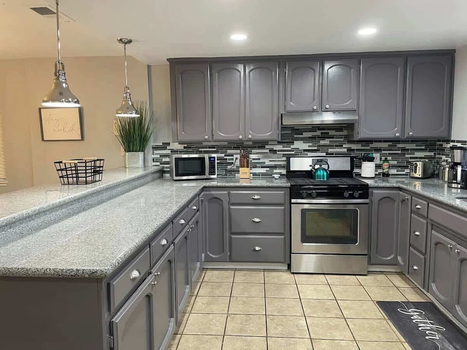 Kitchen with bar eating area