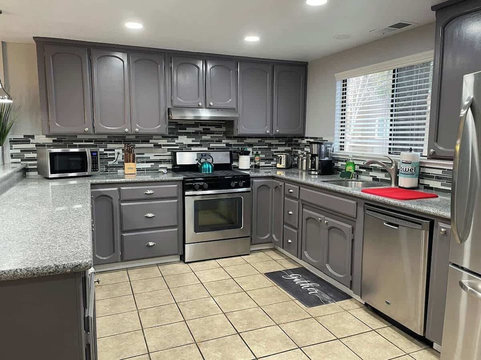 Kitchen with view of front yard