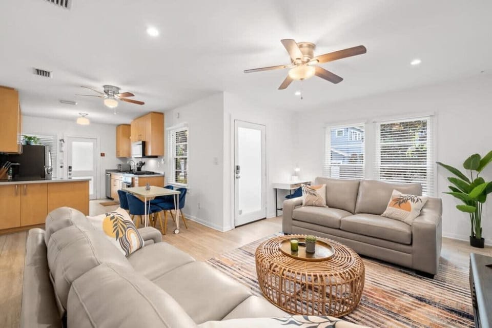 Comfortable couches and cozy seating area