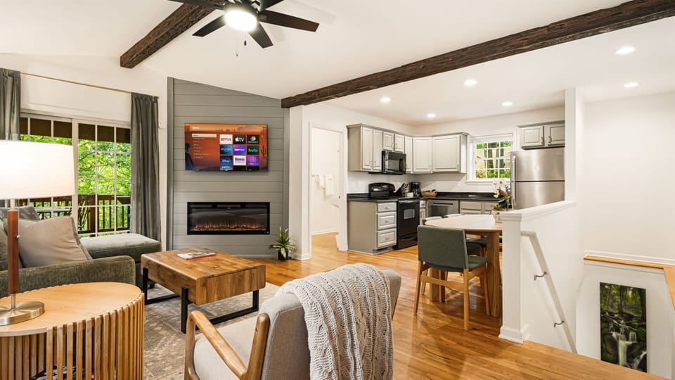 Your whole group stays connected — someone’s cooking, someone’s watching the game, and the conversation flows from kitchen to living room without anyone missing a beat.