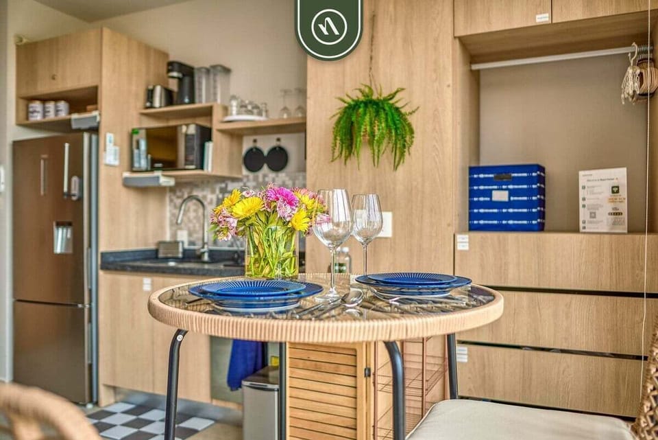 Enjoy breakfast or a romantic dinner in this stylish dining area, perfectly set beside the fully equipped kitchen.