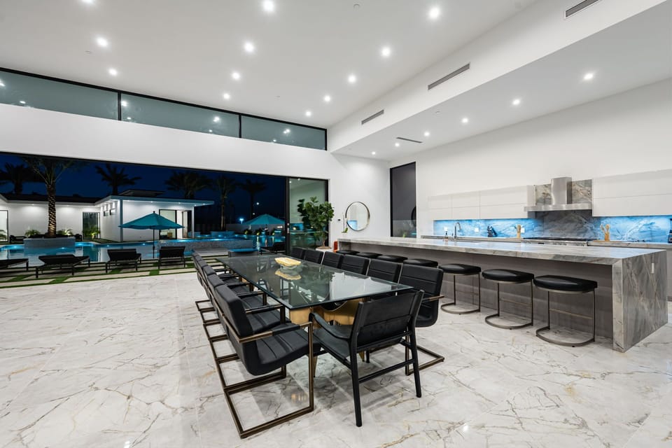 Large island and dining space for group entertaining.