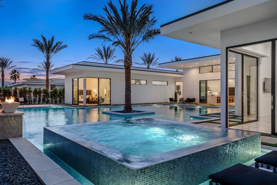 Hot tub and pool.
