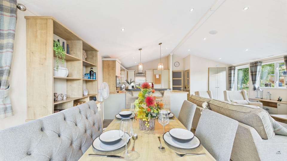 Open-plan kitchen, living and dining area.